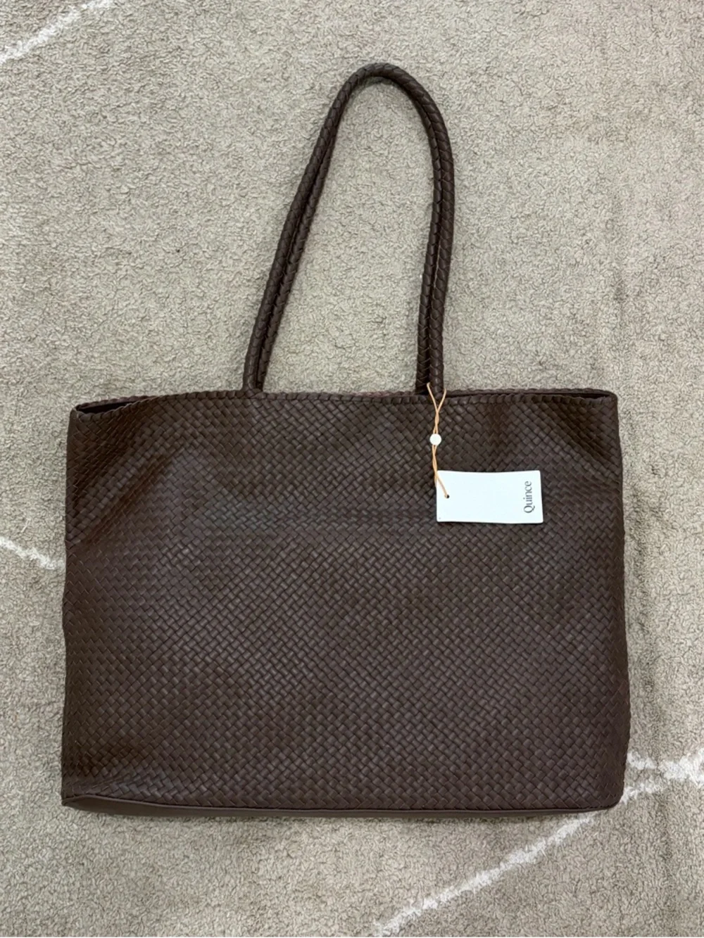 Quince Italian Leather Dark Brown Handwoven Tote Bag - Picture 8 of 9